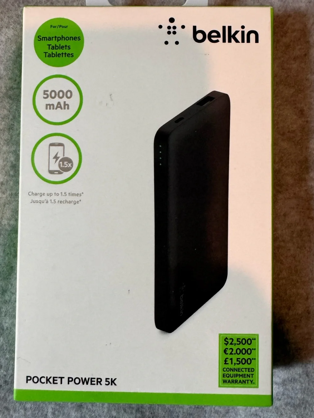 Belkin Portable Power Bank in Black and Green Accents